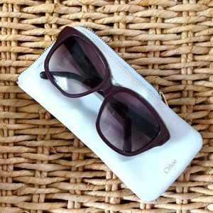 CHLOE, Oversized Brown Sunglasses with Silver Detail